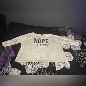 Nope Not Today Graphic Camo Long Sleeve Top & Biker Shorts Set - White, 3XL